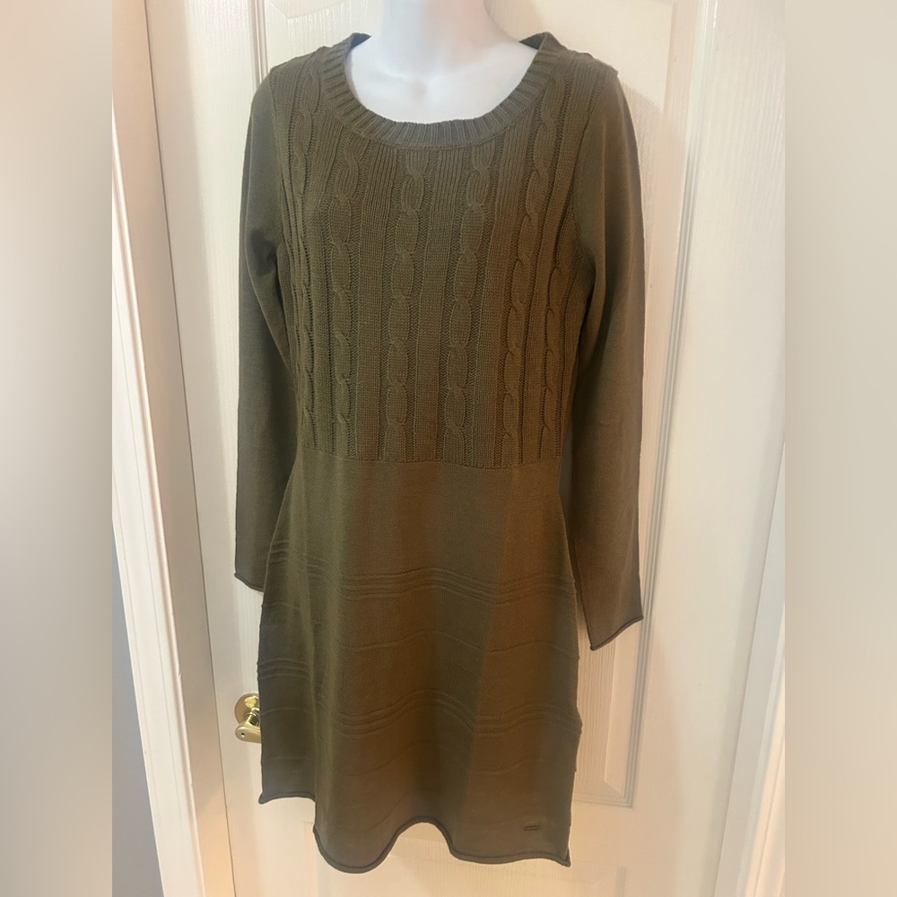 Mismash Olive Long Sleeve Knit Dress Large